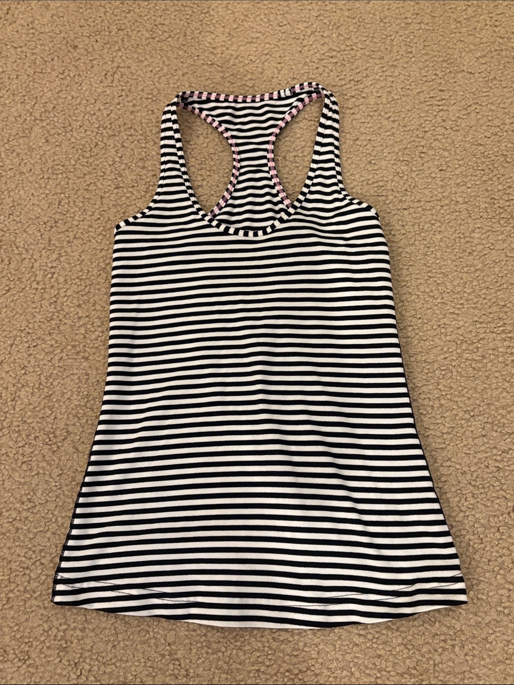 lululemon athletica Black and White Striped Racerback Tank